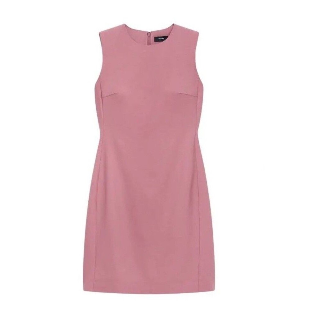 Theory Women’s Sheath Sleeveless Wool Fitted Dress Size 6 Pink Russe - Picture 8 of 14